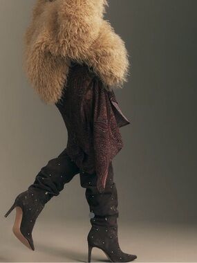 New in Box Suede Studded Slouch Boots size 40 reg $298